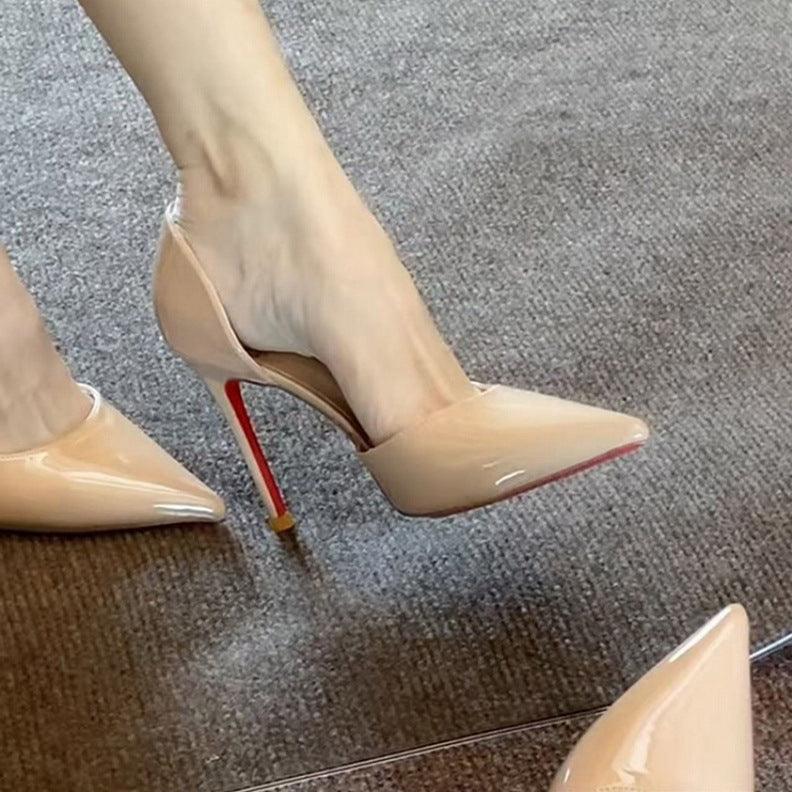 Patent Pointed Toe Stiletto Pumps Slip On High Heels Shoes 936237414895 - 7 Days / Nude-7.5cm / 34 - COCOMELODY